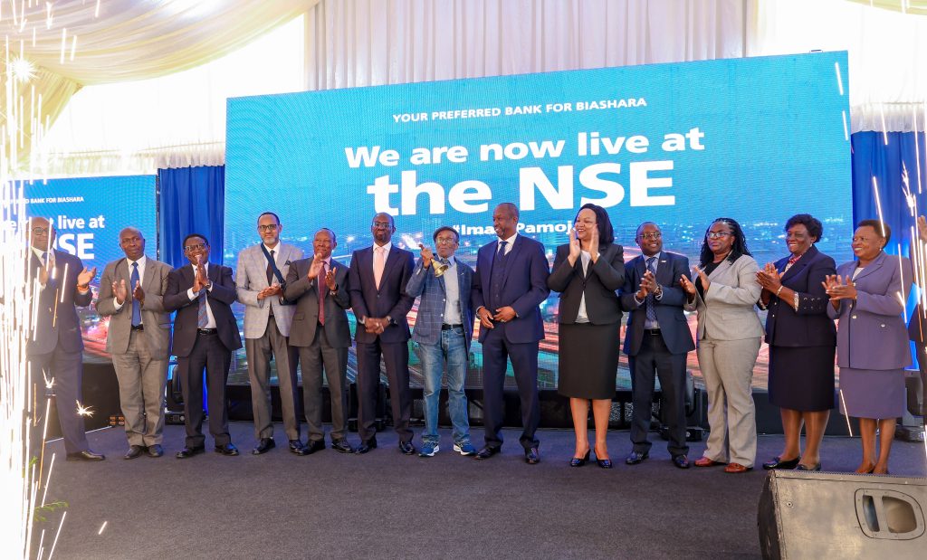 The bell ringing ceremony to mark the listing by introduction of Family Bank shares at the NSE.